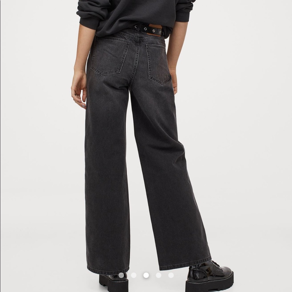 H&M wide leg high rise black jeans size 2